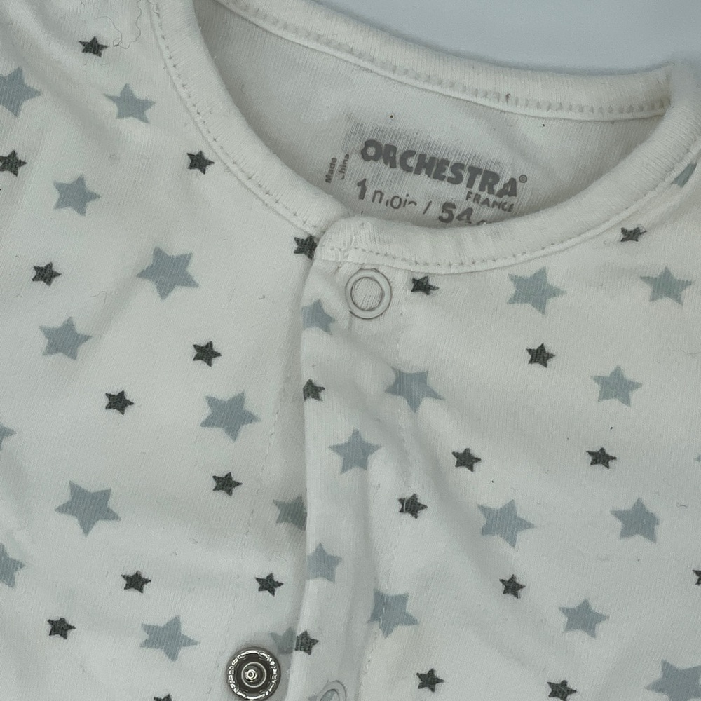Orchestra cream footie. Super soft and cosy. 1 month.